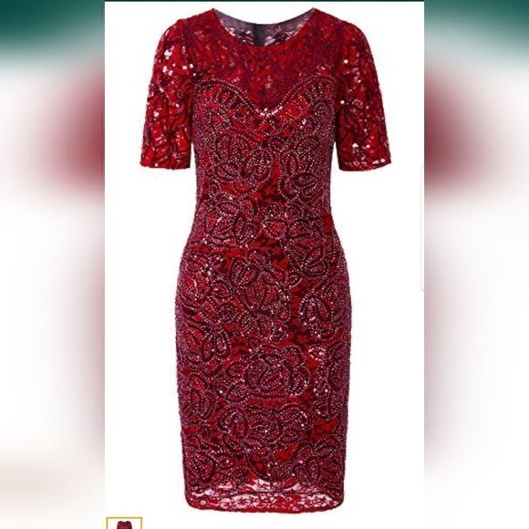 VIJIV Dresses & Skirts - VIJIV+vintage 1920s sequined flapper dress +red new Large